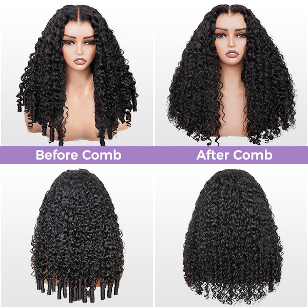 Burmese Curly Glueless Wig Bleached Knots Pre-cut Lace Wear Go Wigs With Elastic Drawstring
