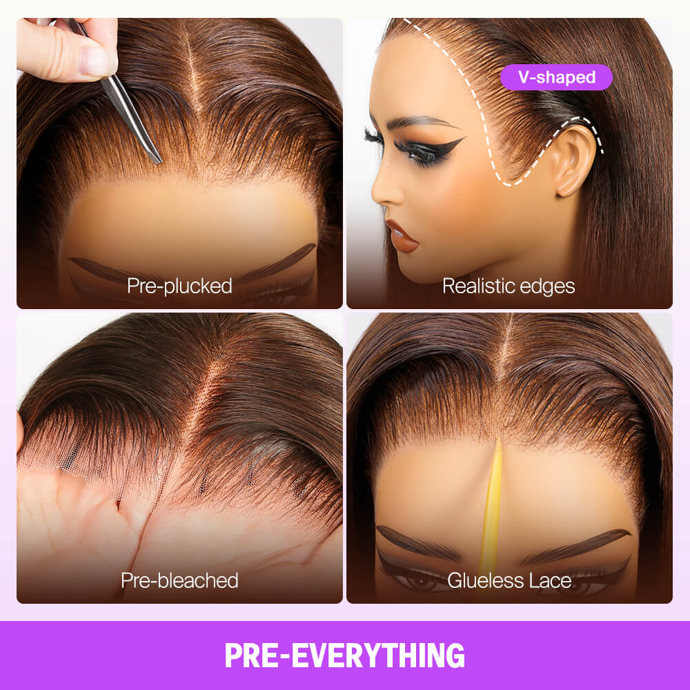 Chocolate Brown Glueless Wigs Body Wave with Drawstring 100% Human Hair Wig