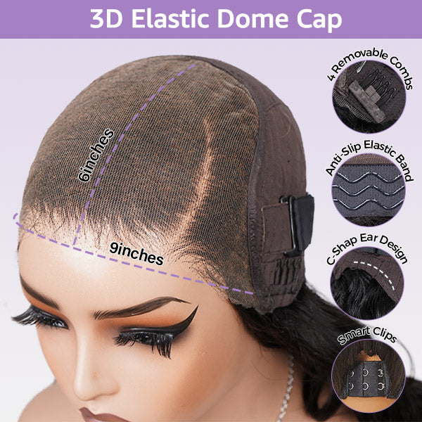 Wig Feathered Layer Left Side Wig with Secure Silicone Strips and Drawstring