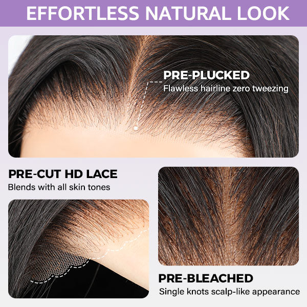 Burmese Curly Glueless Wig Bleached Knots Pre-cut Lace Wear Go Wigs With Elastic Drawstring