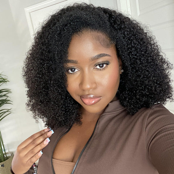 3 In 1 Half Wig | Afro Curly Flexible Fit Wear Go Half Wig With Drawstring Natural Hairline Beginner Friendly