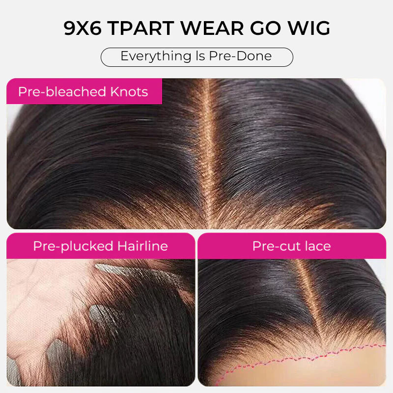 Tpart Wear Go Layered Cut Bob Yaki Straight Wig Natural Black Deep Part Lace Glueless Wig