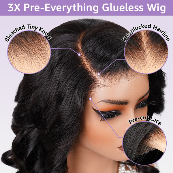 Wig Feathered Layer Left Side Wig with Secure Silicone Strips and Drawstring