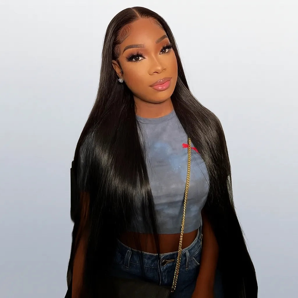 Glueless Wig Straight With Drawstring Natural Black 100% Human Hair Wig