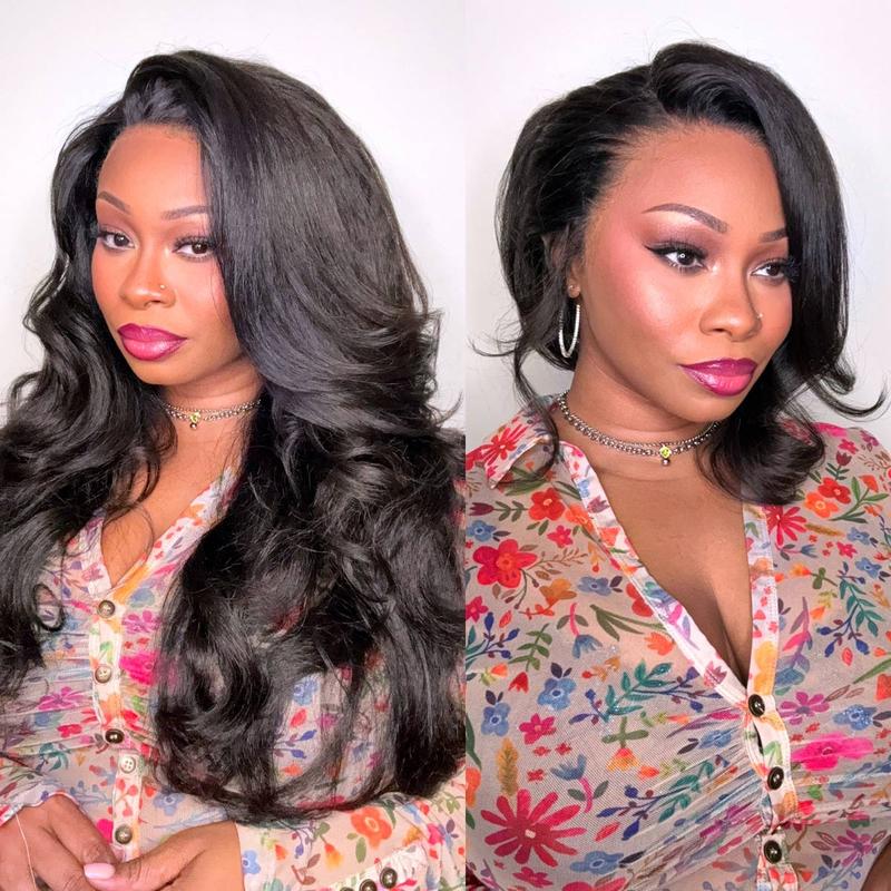 Kinky Straight Invisi-Drawstring Flexible Fit 360 Lace Front Glueless Wig With Bleached Knots