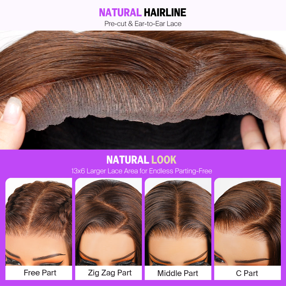 Chocolate Brown Glueless Wigs Body Wave with Drawstring 100% Human Hair Wig