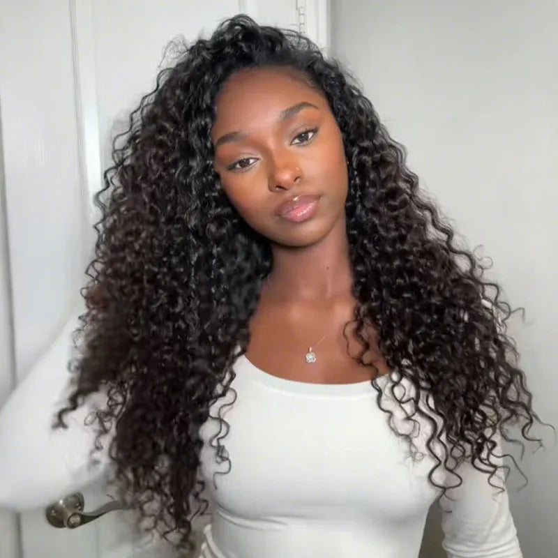 Blend Human Hair 3in1 Half Wig Ready To Wear Shaggy Waves Big Hair Curly Hair Wig